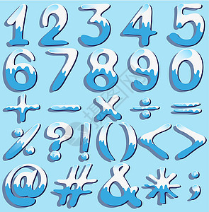 彩色数字和符号星号分号划分插图乘法数学操作白色蓝色图片