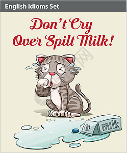 不要为打翻的牛奶哭泣白痴贮存绘画奶制品语言英语文字友谊嘶嘶声艺术成语图片