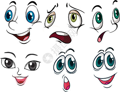 不一样的表情眉头情绪好奇心心情喜悦收藏面孔眉毛团体绘画图片