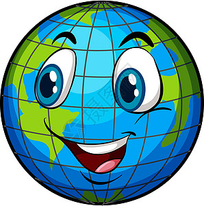 Eart 的滑稽形象球形网格圆形陆地绘画地球子午线蓝色纬度眼睛图片