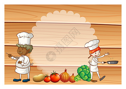 烹煮卡通片早餐美食木头服务午餐剪贴蔬菜绘画材料图片
