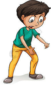 一个男孩子男人卡通片采摘姿势男生裤子黄色紧张绿色大眼睛图片