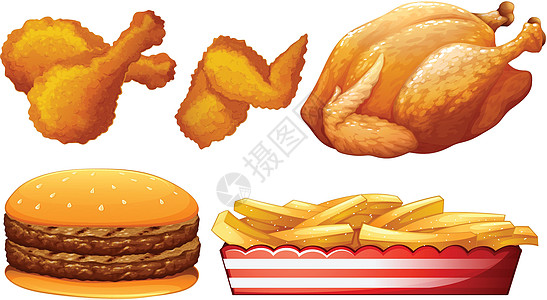 鸡肉和快餐女性卡通片母鸡动物艺术白色面包包子母亲绘画图片