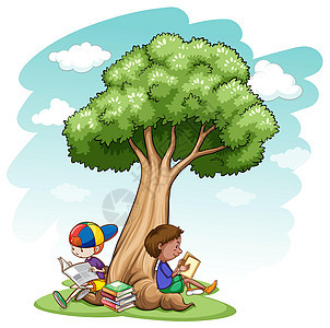 阅读学习图书白色树叶单词卡片海报阴影孩子们天空背景图片
