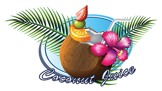椰子标志与 tex绘画水果混合物食物卡通片剪贴夹子艺术白色图片