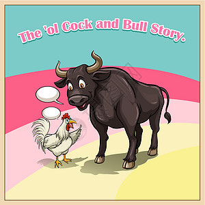 老公鸡和牛市艺术插图语言卡通片八卦母鸡措辞古语绘画水牛图片