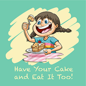 吃你的蛋糕插图绘画演讲艺术夹子古语英语字体语言女孩图片