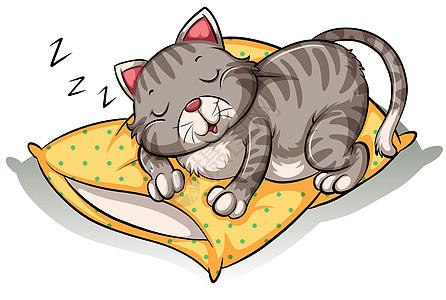 睡在枕头上方的猫睡眠绘画嘶嘶空气软垫动物圆点泡沫假货友谊图片