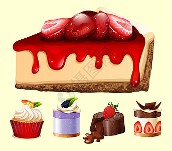 不同种类的甜点夹子蛋糕插图糖果绘画艺术卡通片小吃面包水果图片