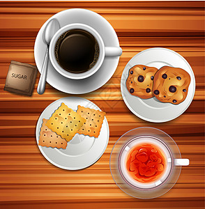 下午茶时间用咖啡和饼干图片