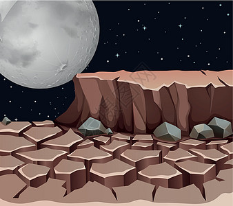 满月附近旱地的自然场景图片