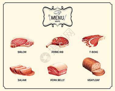 不同种类的肉制品图片