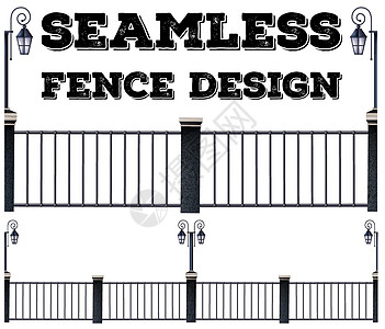 无缝金属围栏设计艺术金属栅栏墙纸园艺小路绘画家庭安全插图背景图片