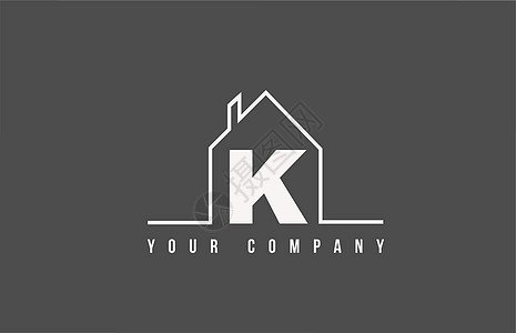 K字母字母符号标志家庭徽标 用于公司和企业身份的房地产房屋设计 按行排列图片