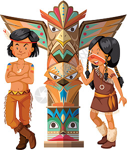 两个美洲原住民和图腾 pol图片