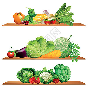 货架上的水果和蔬菜图片