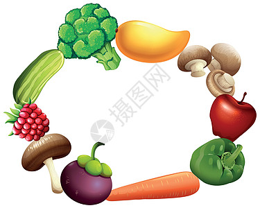 新鲜水果和蔬菜的框架设计图片