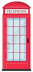 有玻璃门的红色电话亭高清图片