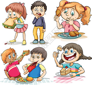 孩子们吃不同种类的食物图片