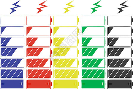 五种颜色的电池图标背景图片