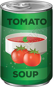 铝罐番茄汤铝罐包装食物蔬菜夹子绘画艺术插图烹饪杂货店图片