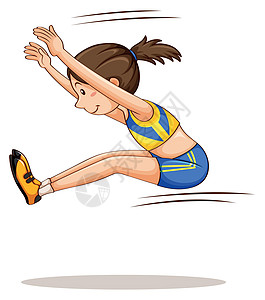 做跳远的女运动员涂鸦插图绘画回形针夹子女士女孩小路剪裁艺术图片