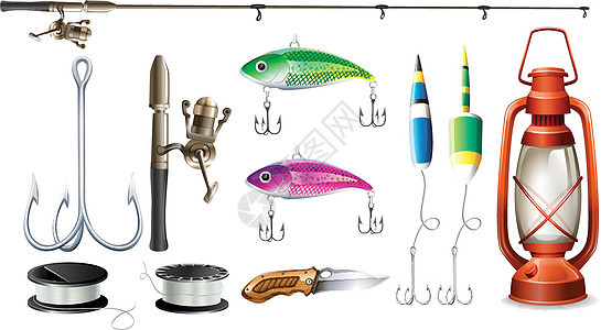 带杆和钩的钓鱼设备图片