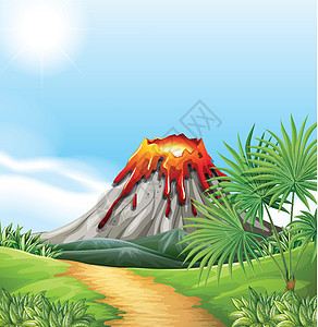 火山喷发的场景图片