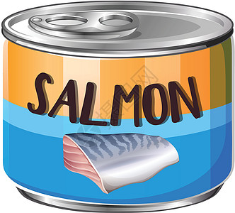 铝罐中的鲑鱼剪裁插图艺术烹饪夹子海鲜杂货店食物绘画包装图片