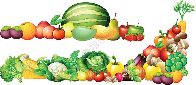 一堆新鲜蔬菜和水果图片