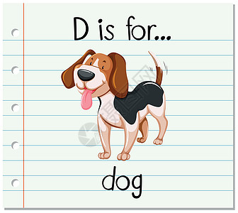 抽认卡字母 D 代表做生物写作闪光异国拼写插图宠物刻字小狗阅读图片