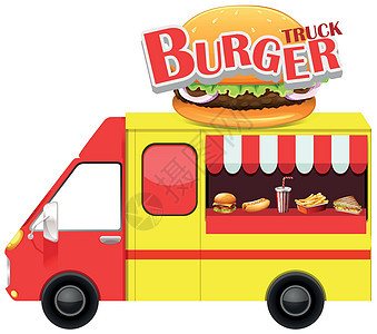 带汉堡包和其他快餐的餐车背景图片