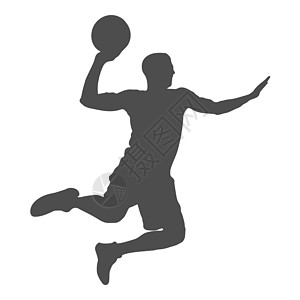 篮球 篮球运动员与球的填充轮廓草图青年运动概念插图白色训练法庭库存写意图片