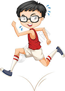 戴眼镜奔跑的男孩图片