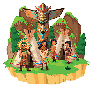 美洲印第安人在他们的帐篷里图片