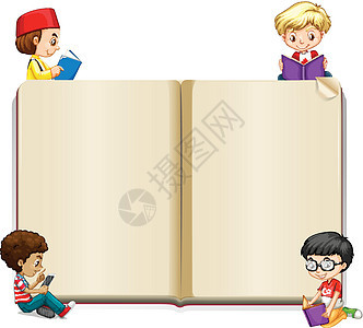 与孩子们一起阅读的书籍模板图片