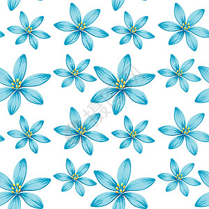 无缝背景设计与蓝色的花背景图片