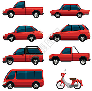 不同类型的红色交通工具图片