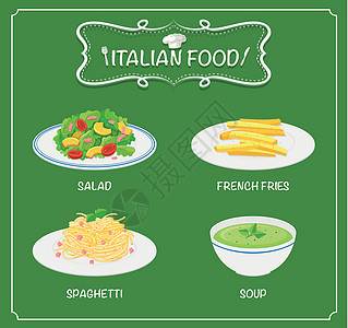 绿色背景菜单上的意大利菜图片