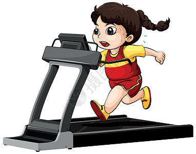 在跑步机上奔跑的女孩图片