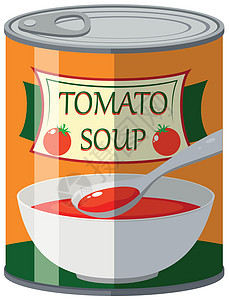 铝罐番茄汤小路夹子绘画包装插图蔬菜剪裁铝罐艺术产品图片
