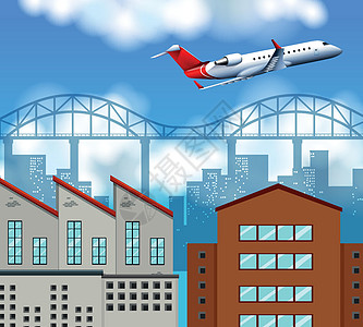飞机在城市上空飞行航空公司夹子旅行运输建筑航空艺术引擎绘画车辆图片