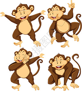 具有不同 pos 的猴子角色图片