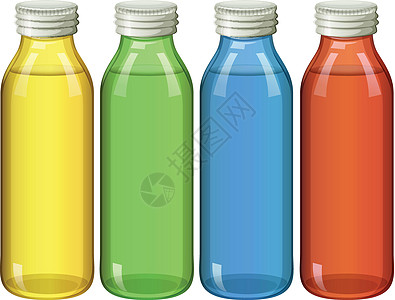 四个不同颜色的瓶子图片