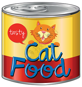 铝罐装猫粮夹子艺术小路动物杂货店宠物猫食绘画食物插图图片
