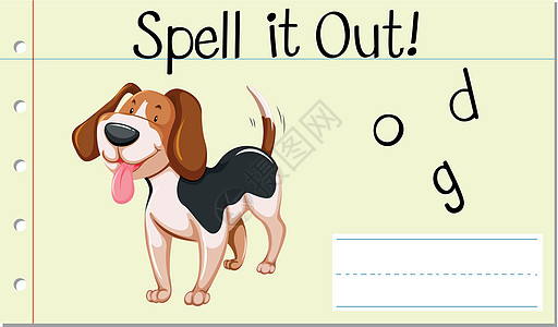 拼写英文单词do猎犬卡通片夹子字母卡片工作剪贴画字体艺术教育图片