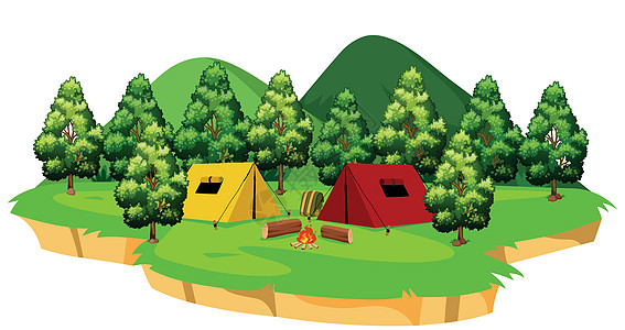 孤立的营地场景风景艺术活动假期绘画冒险娱乐夹子森林公园图片