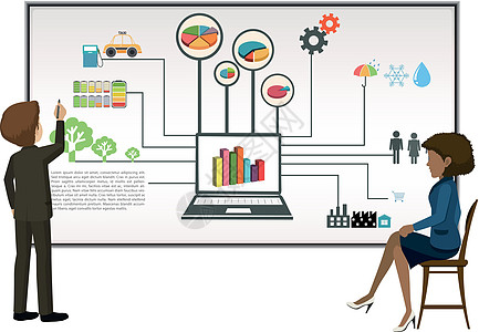 带有商务人士和图表的信息图表设计图片