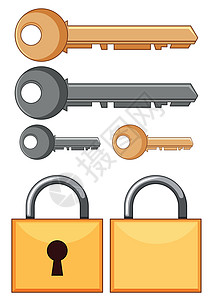 白色背景上的锁和钥匙图片