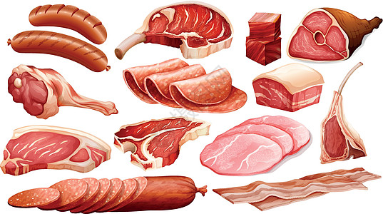 不同类型的肉制品图片